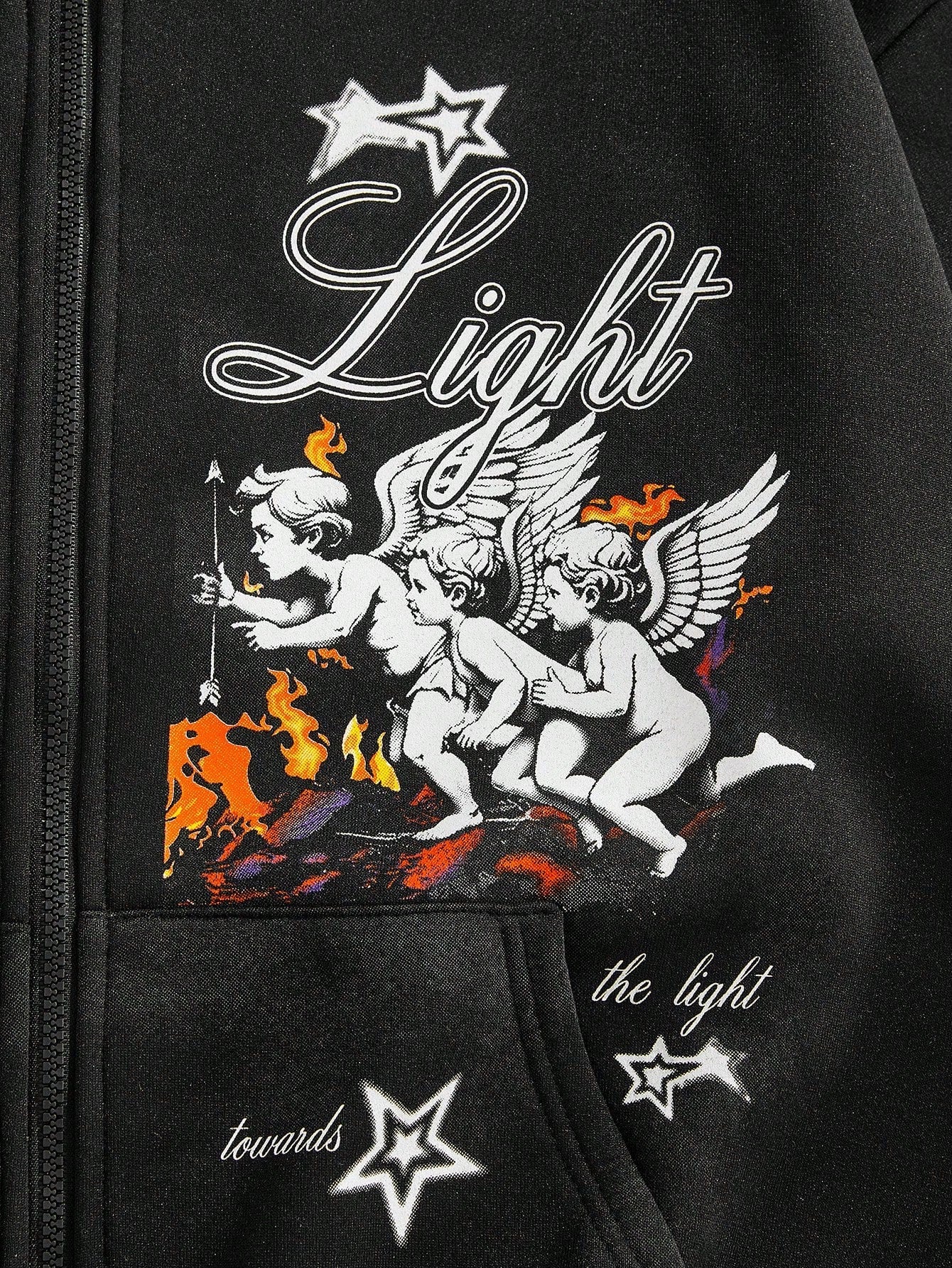 Men Graffiti Angels Stars Zip Hoodie
