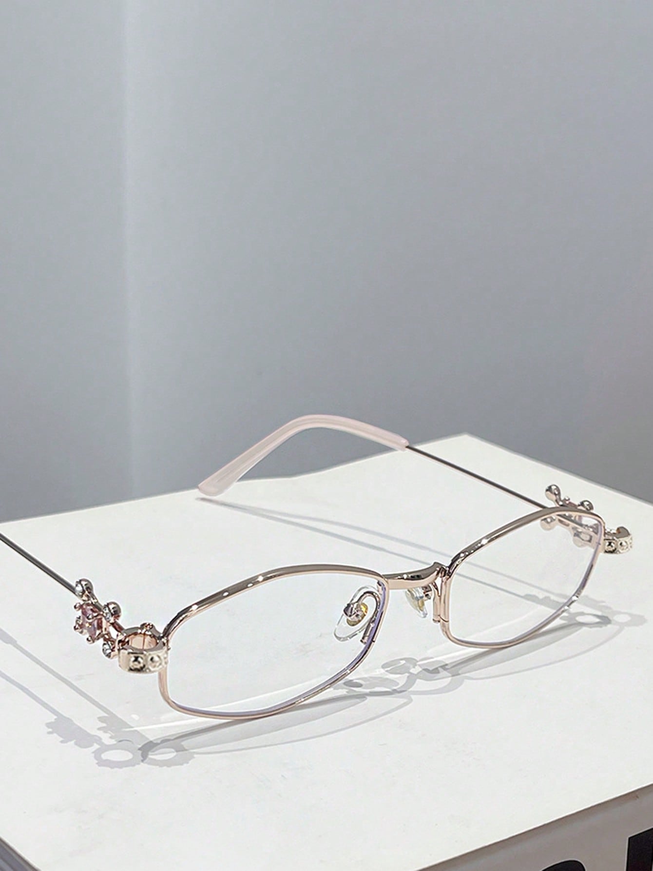 Small Square Y2K Rhinestone Transparent Fashion Glasses