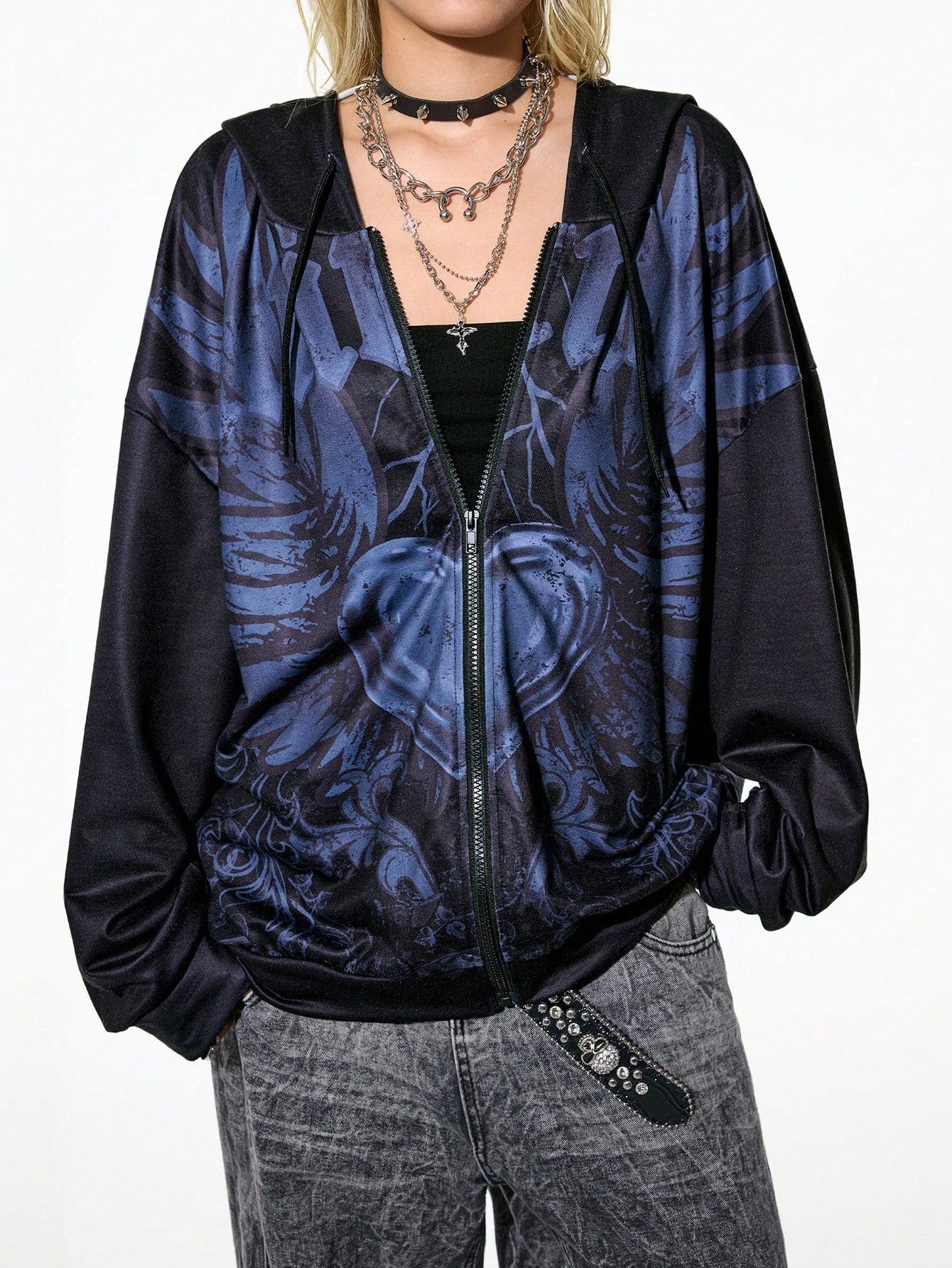 Women's Punk Rock Graphic Print Hoodie