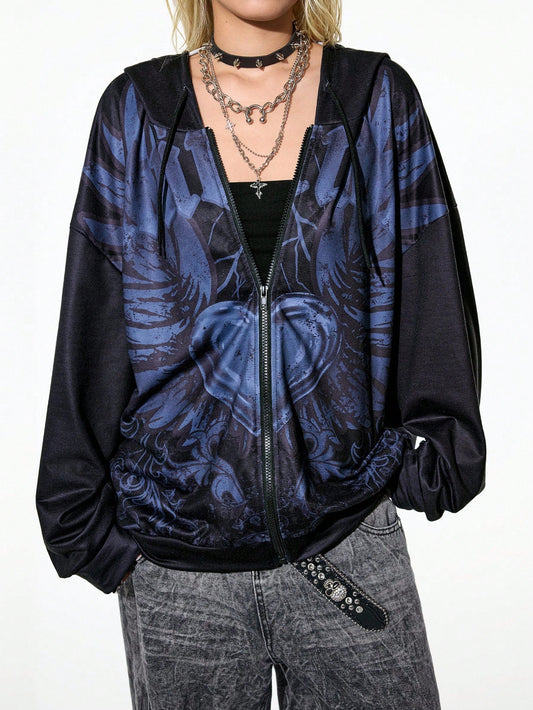 Women's Punk Rock Graphic Print Hoodie
