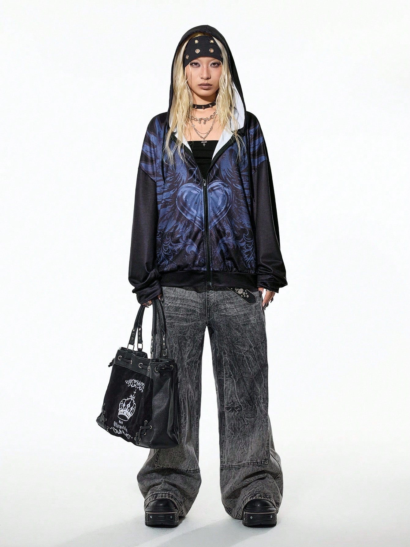 Women's Punk Rock Graphic Print Hoodie