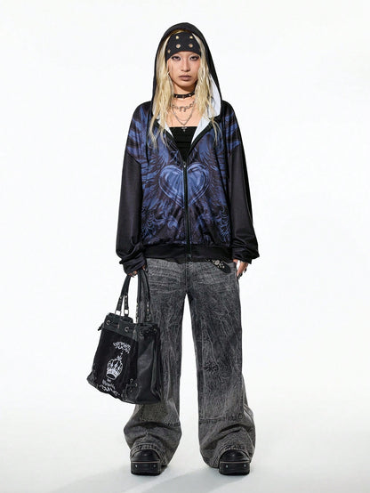 Women's Punk Rock Graphic Print Hoodie