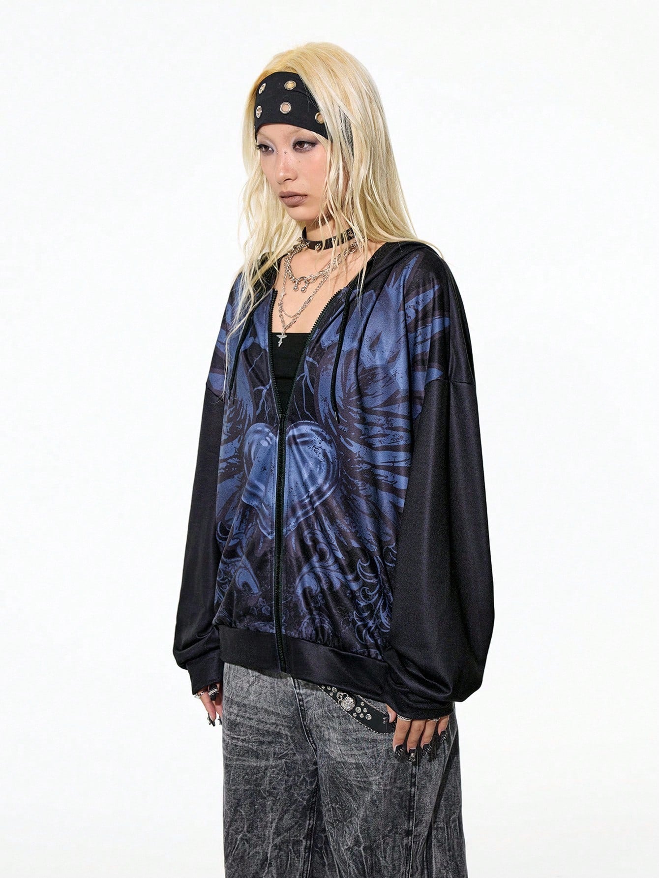 Women's Punk Rock Graphic Print Hoodie
