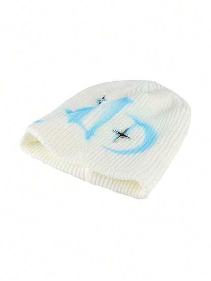 Unisex Y2K Hand-Painted Knitted Star Street Style Beanie