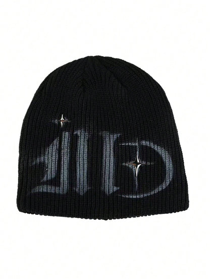 Unisex Y2K Hand-Painted Knitted Star Street Style Beanie