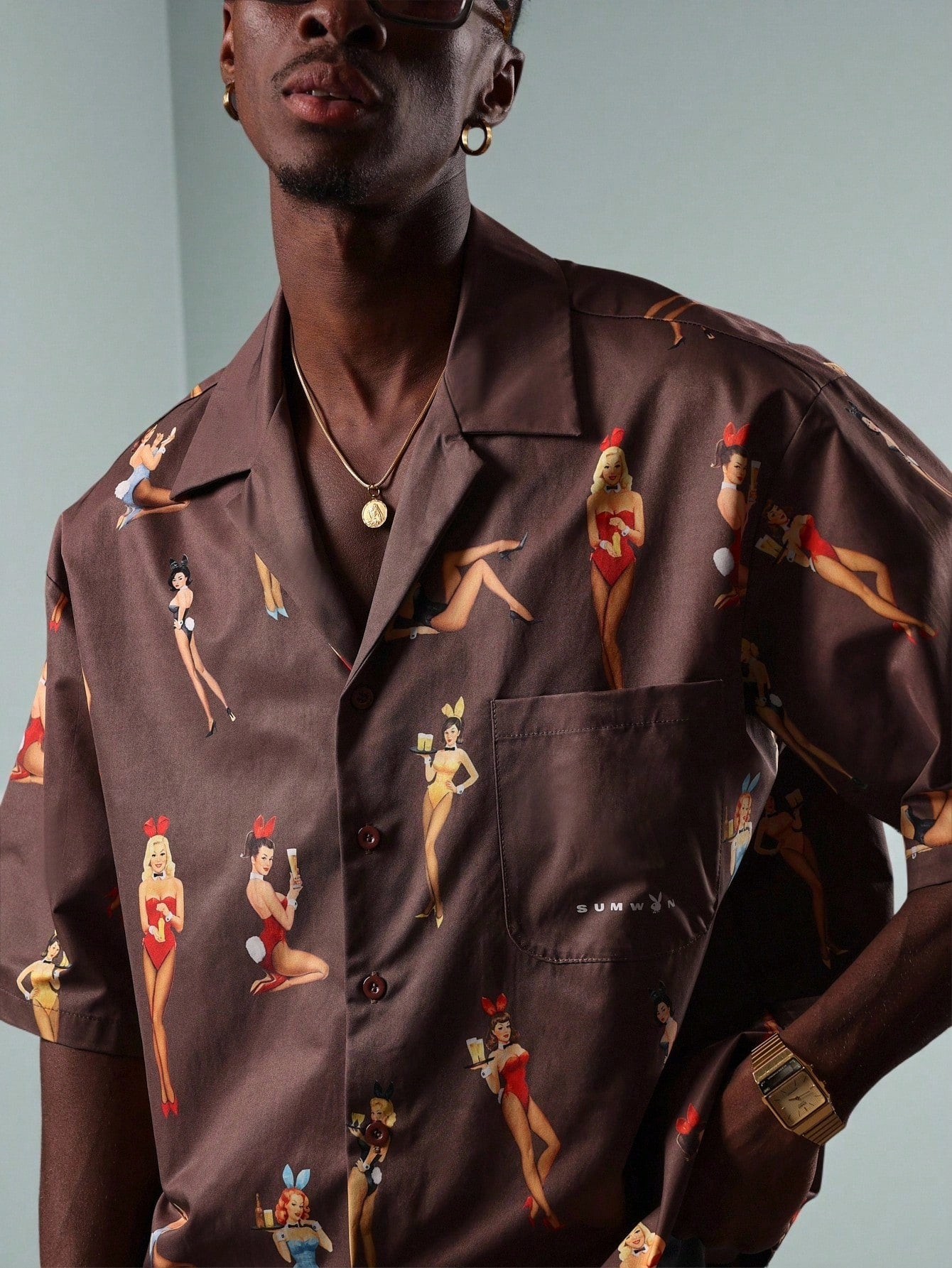 Playboy x SUMWON Pin-Up Bunny Print Hawaiian Shirt