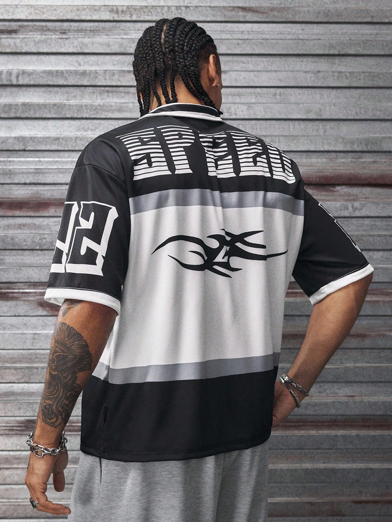 Men's Summer Colorblock Letter Print Polo