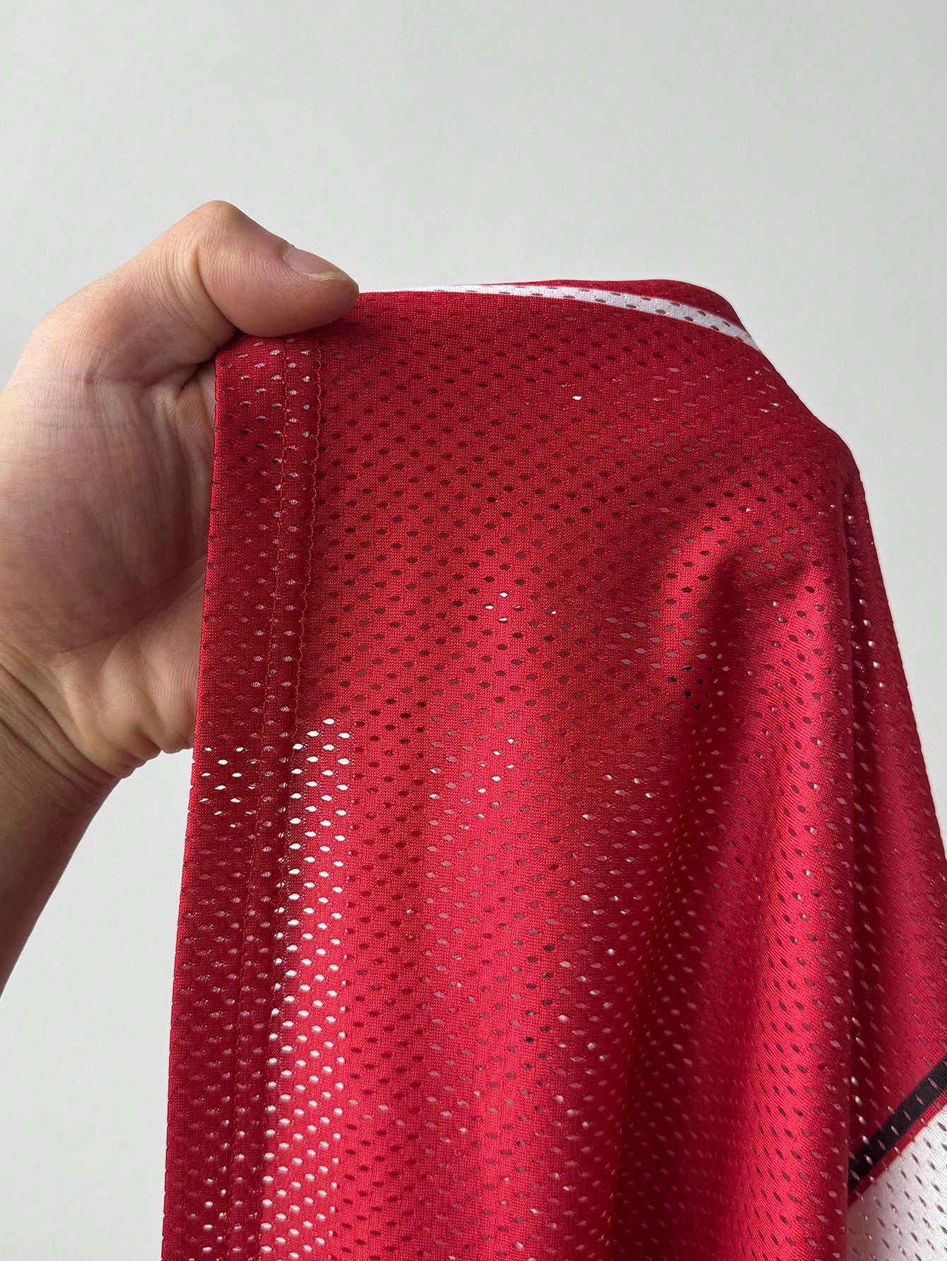 Women's Red Oversized Mesh Short Sleeve V-Neck Top Jersey