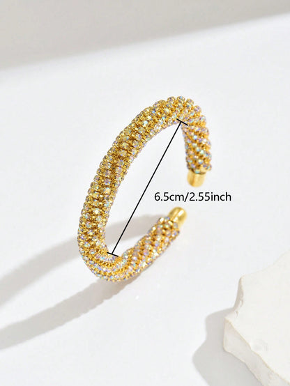 Rhinestone Decor Cuff Bangle