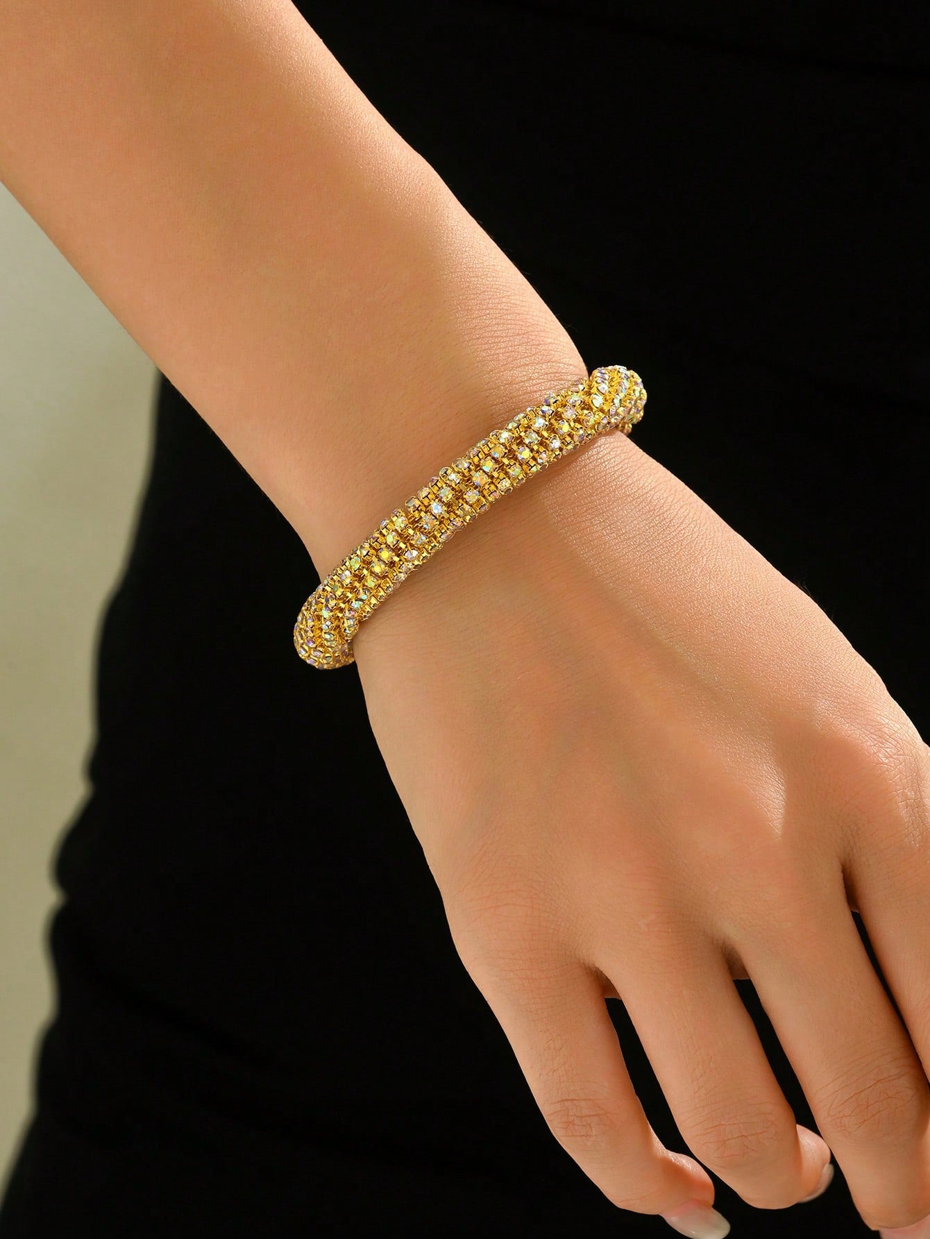 Rhinestone Decor Cuff Bangle