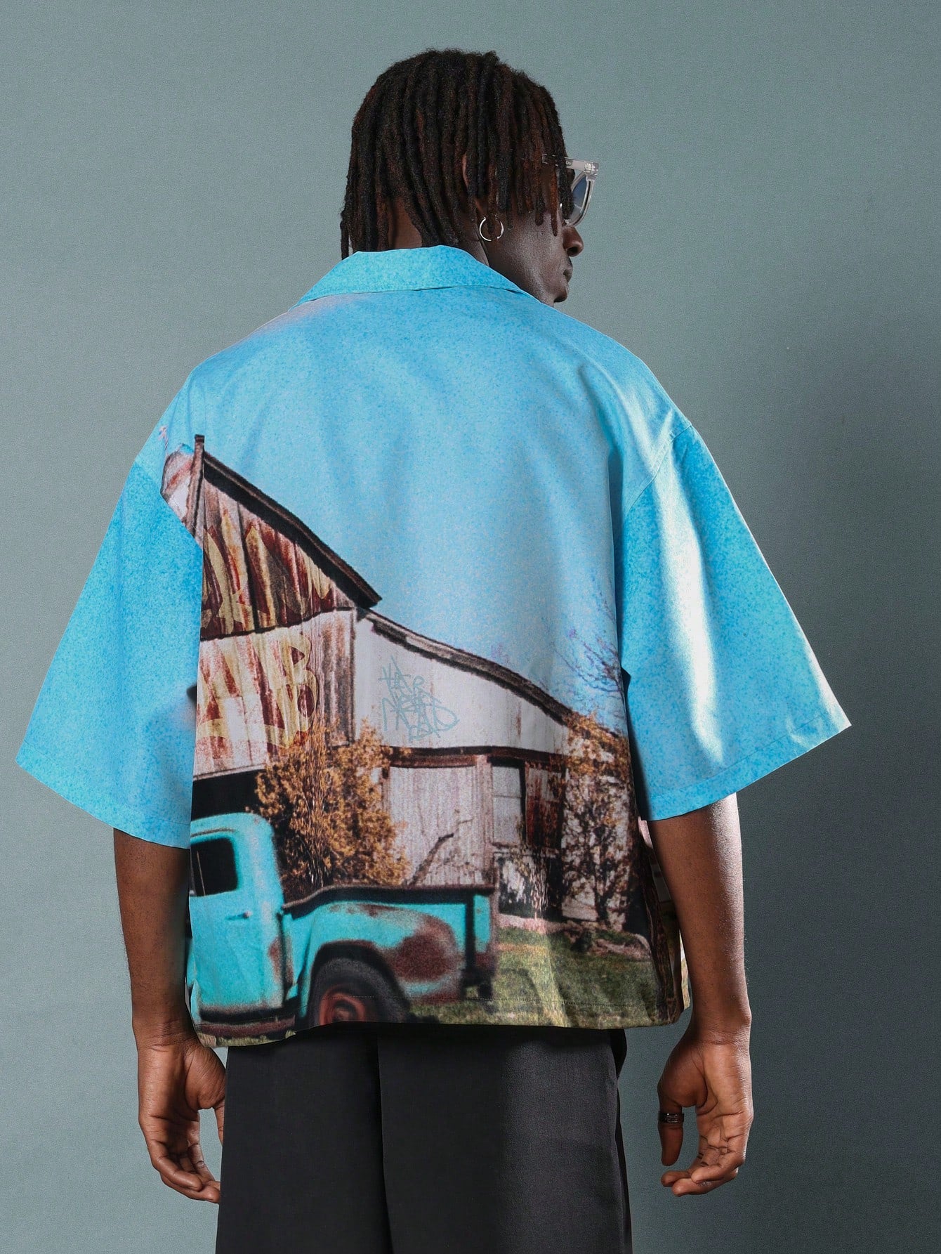 Retro Photographic Print Resort Bowling Shirt