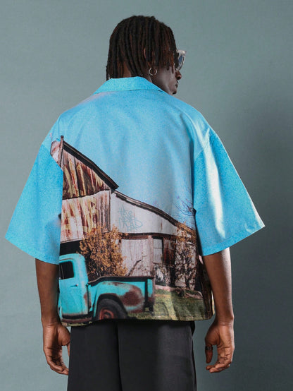 Retro Photographic Print Resort Bowling Shirt