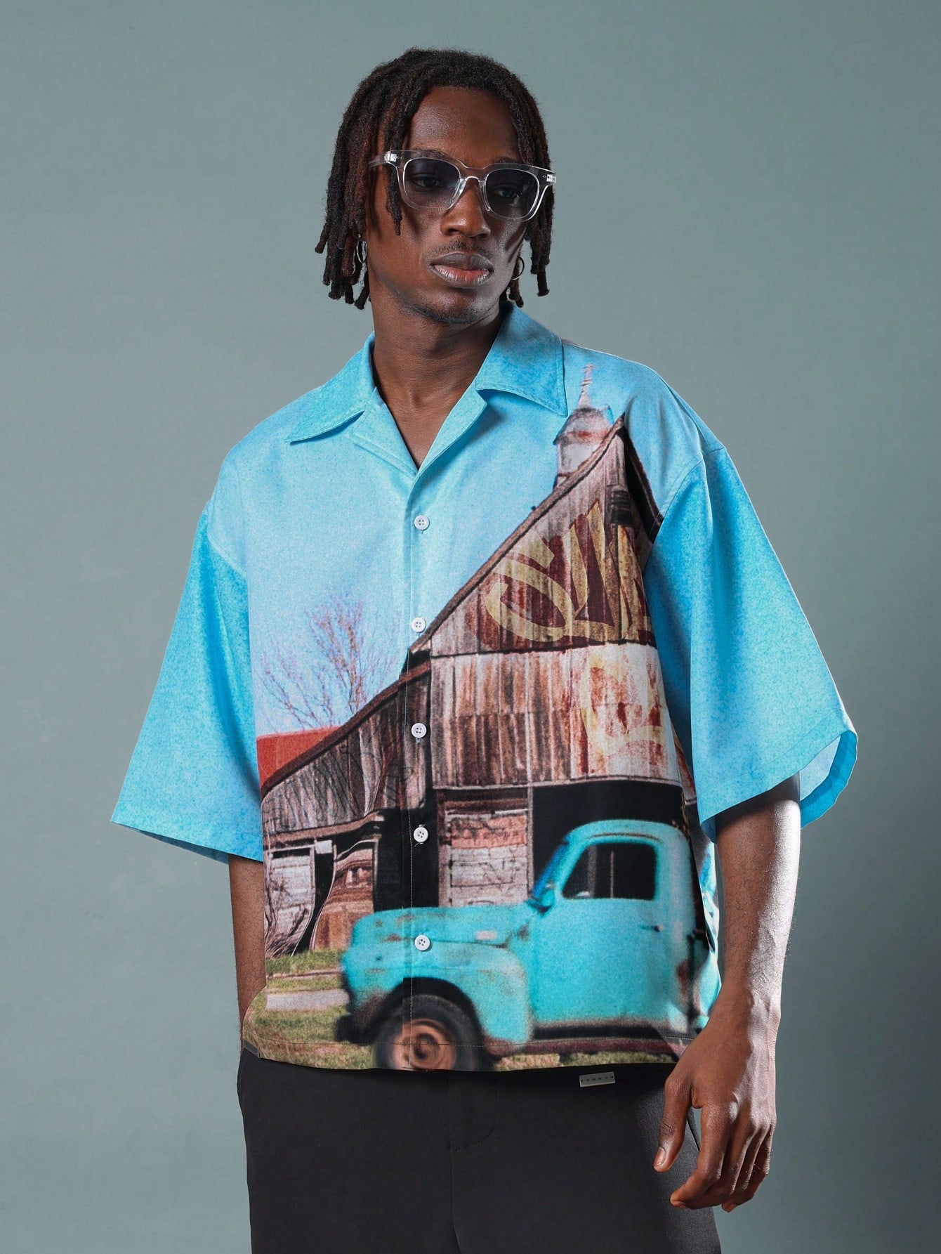 Retro Photographic Print Resort Bowling Shirt