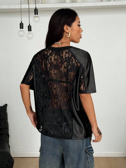 Unisex Black Oversized Knitted V-Neck Short Sleeve Top Jersey