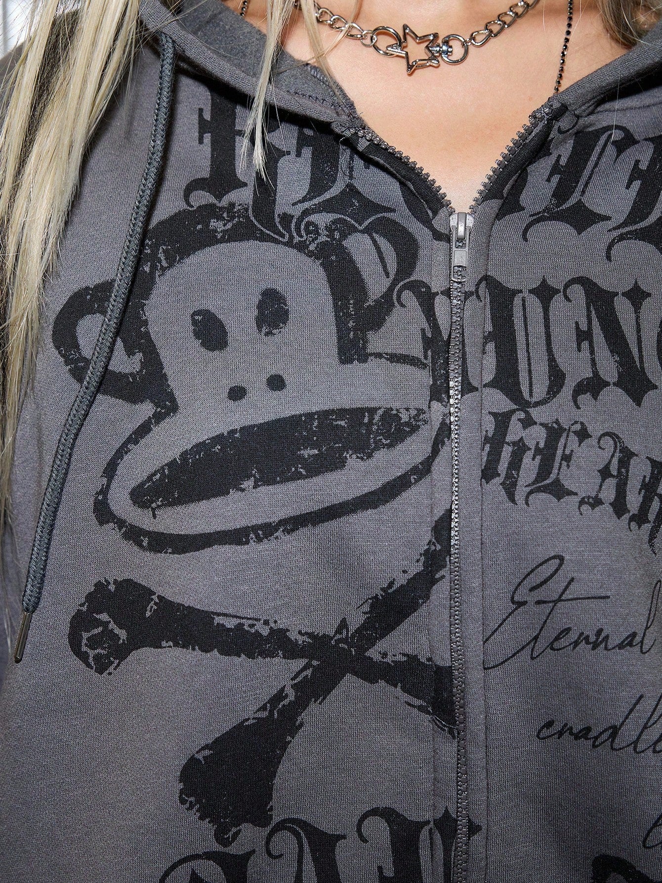 Paul Frank X ROMWE Y2K Monkey Zip Hoodie