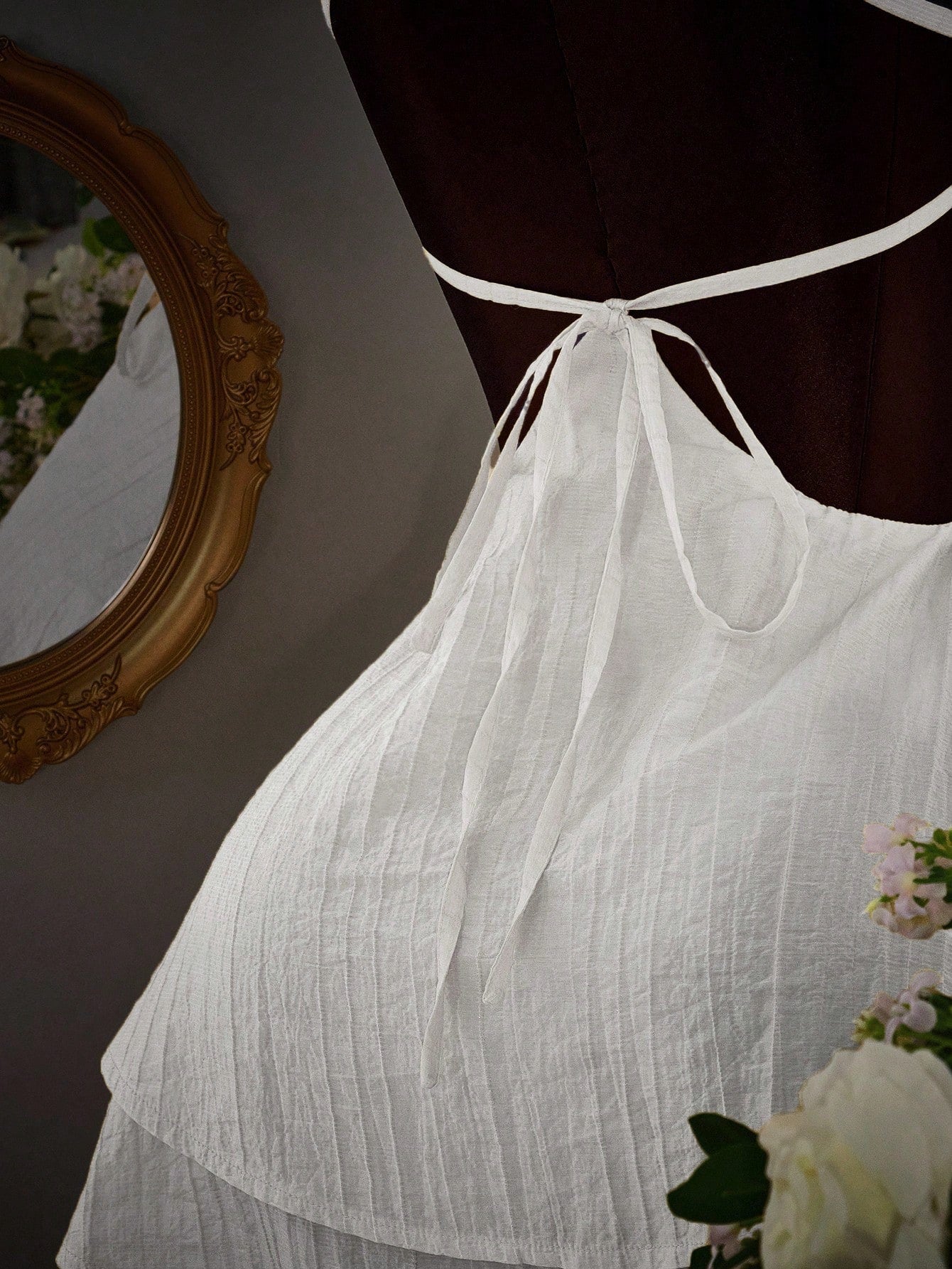 Women's Apricot Spaghetti Strap Tiered Mini Dress