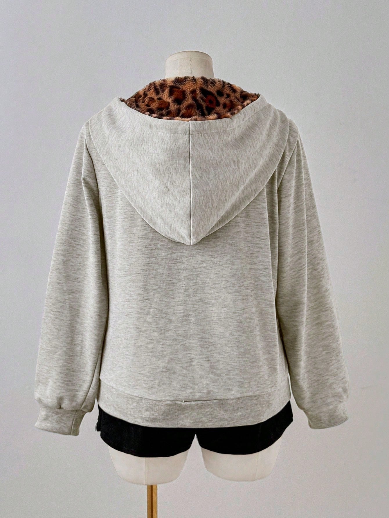 Y2K Leopard Fur Zip Hoodie