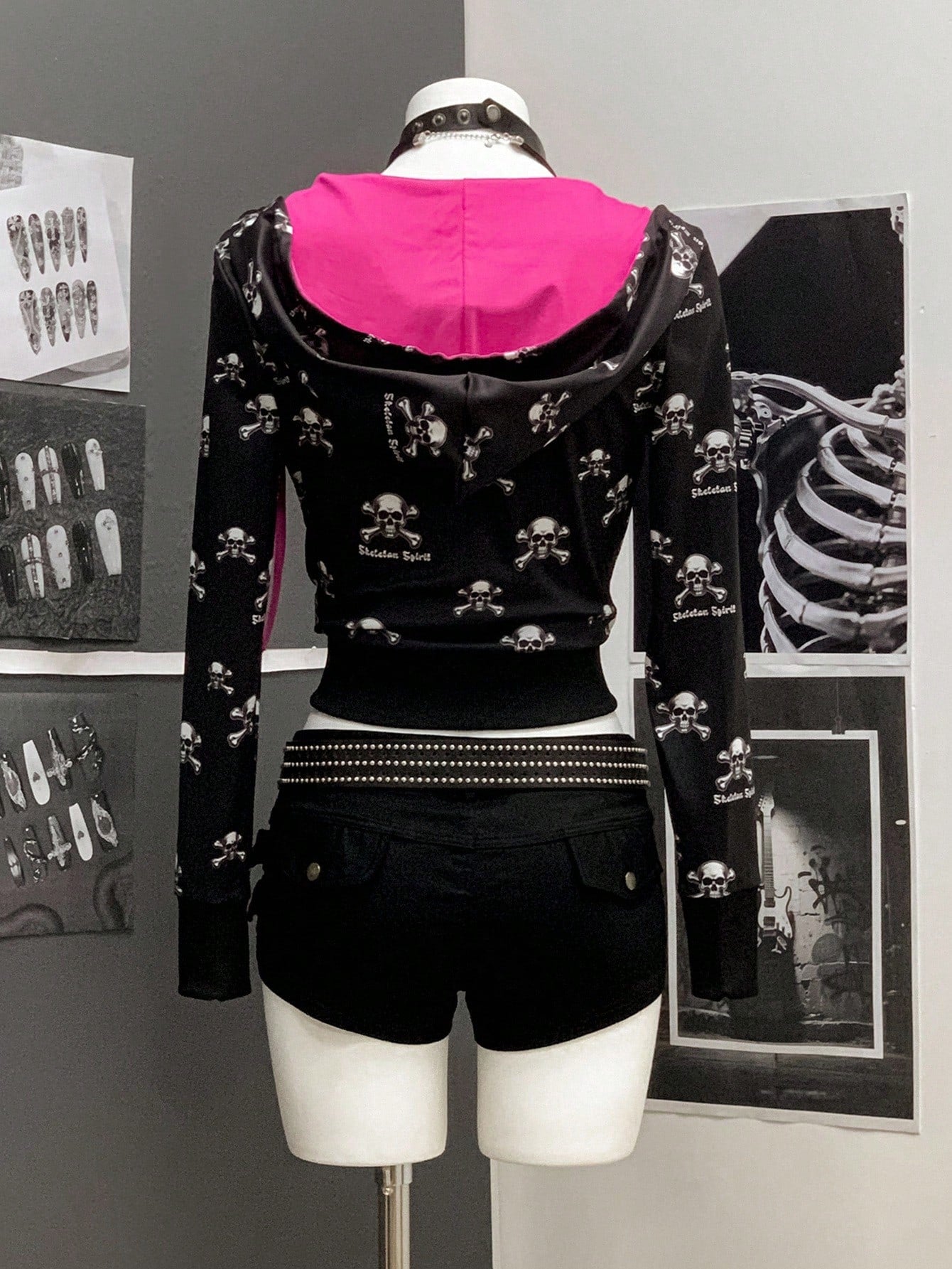 Halloween Skull Print Long Sleeve Hoodie