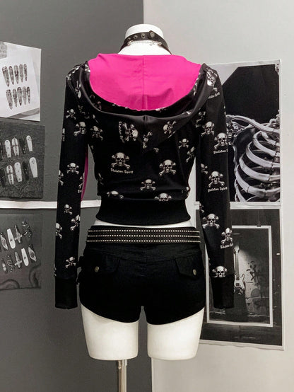 Halloween Skull Print Long Sleeve Hoodie