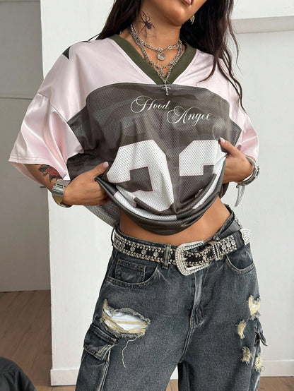 Women's Multicolored Colorblock V-Neck Jersey