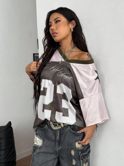 Women's Multicolored Colorblock V-Neck Jersey