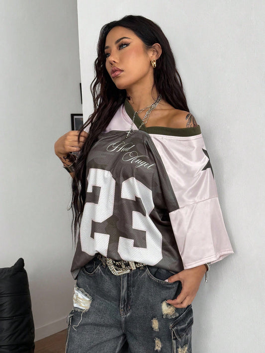 Women's Multicolored Colorblock V-Neck Jersey