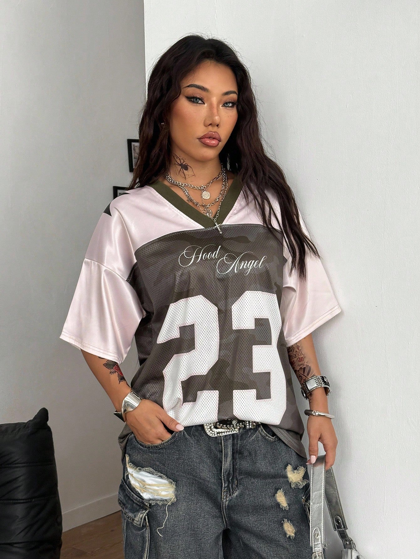 Women's Multicolored Colorblock V-Neck Jersey