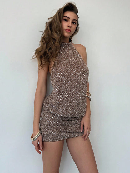 Sequin Backless Mini Dress Sexy Party Festival Wear