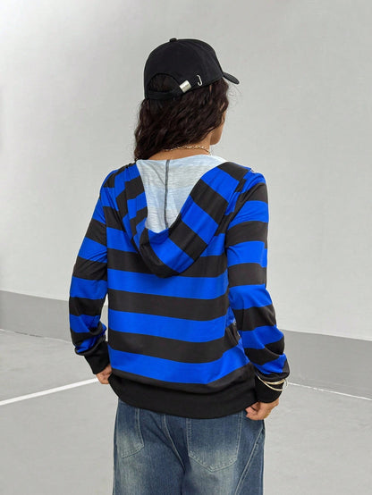 Retro American Striped Oversized Hoodie