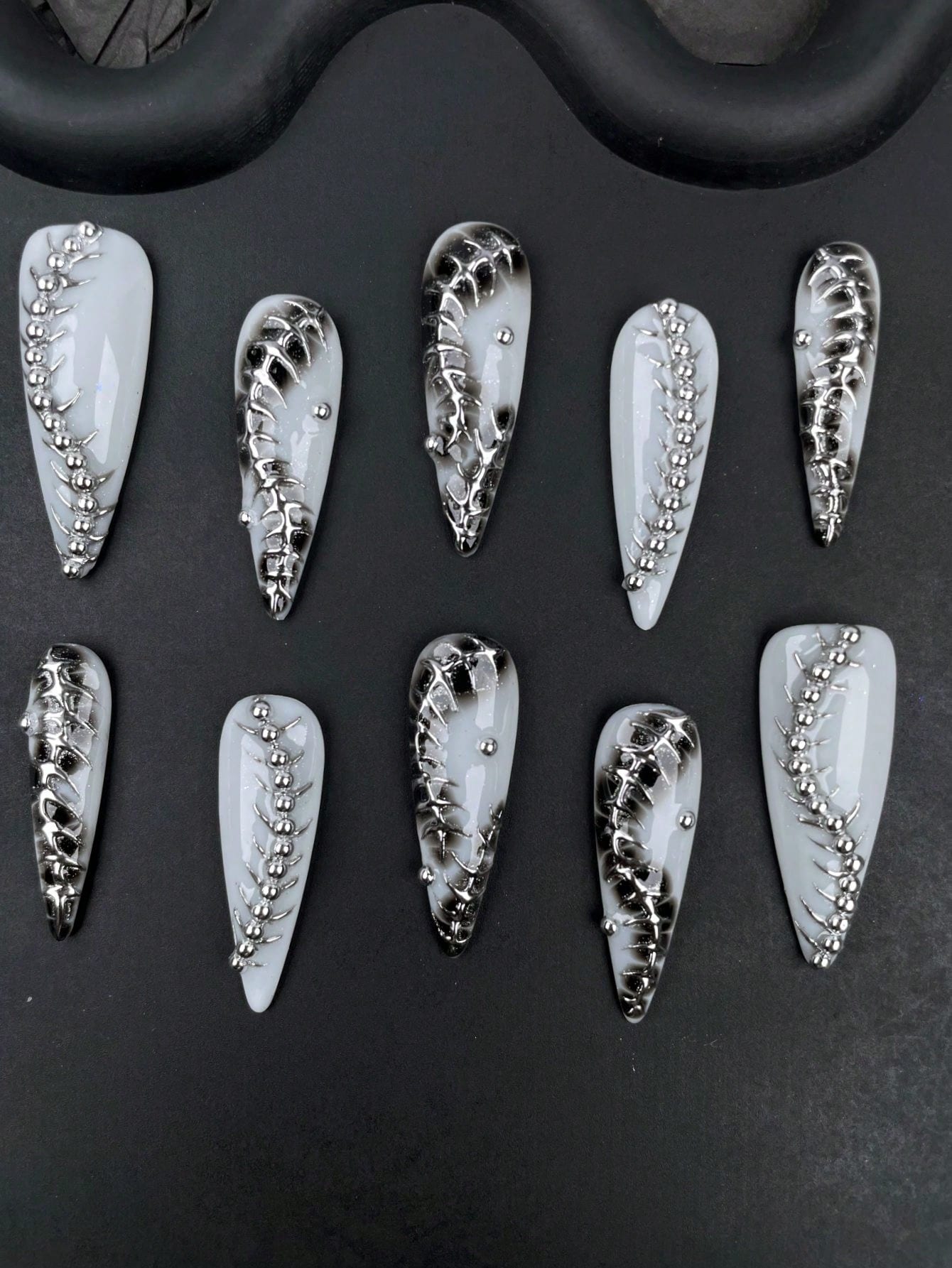 Y2K Leopard Punk Chrome Long Stiletto Press-On Nails