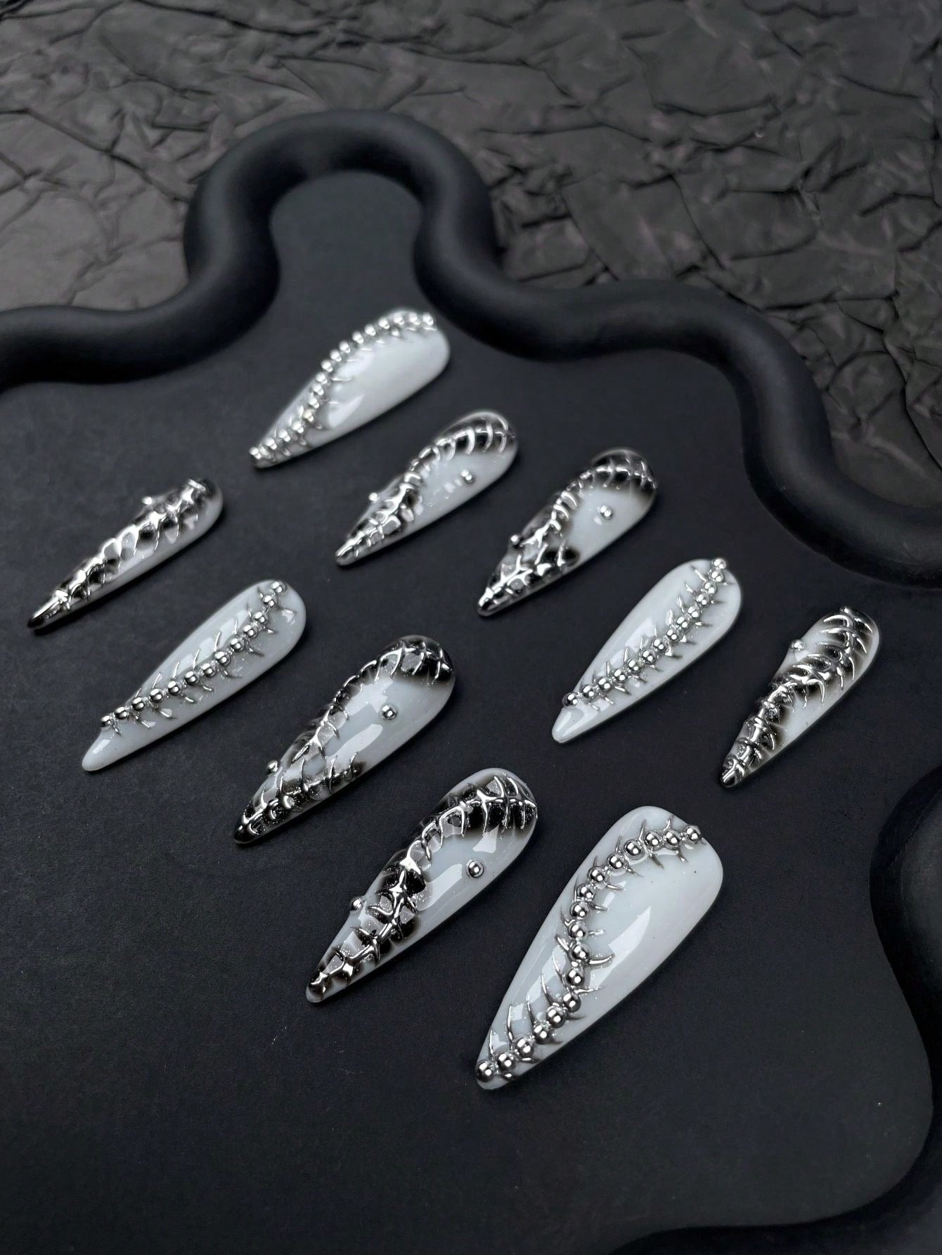Y2K Leopard Punk Chrome Long Stiletto Press-On Nails