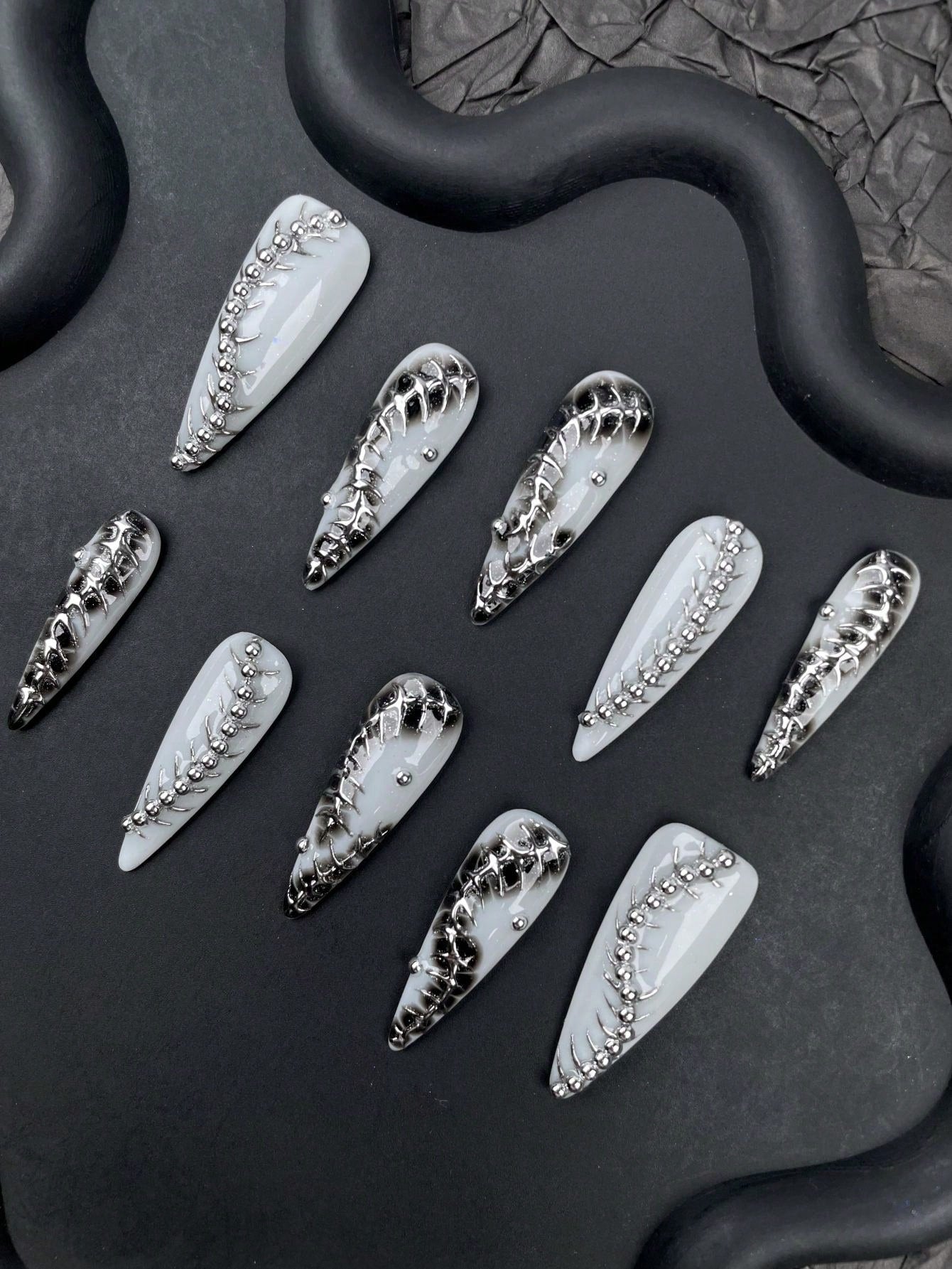 Y2K Leopard Punk Chrome Long Stiletto Press-On Nails