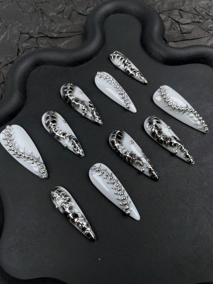 Y2K Leopard Punk Chrome Long Stiletto Press-On Nails