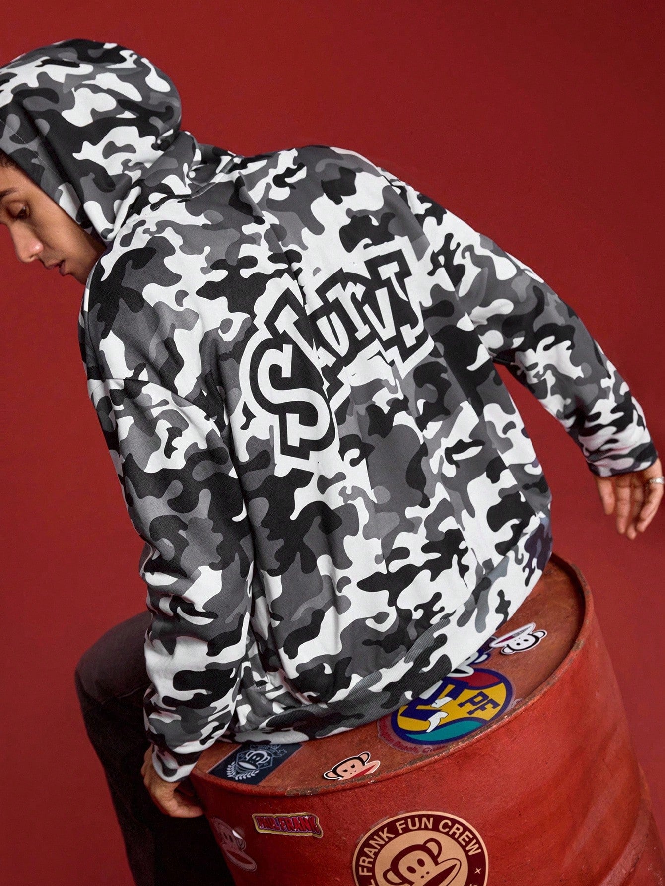 Paul Frank X SHEIN Men Cartoon Camo Hoodie