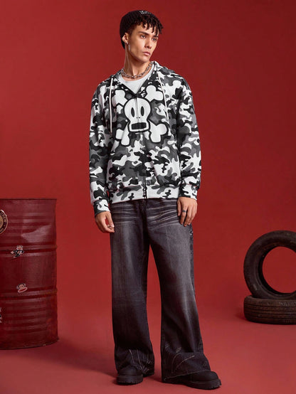 Paul Frank X SHEIN Men Cartoon Camo Hoodie