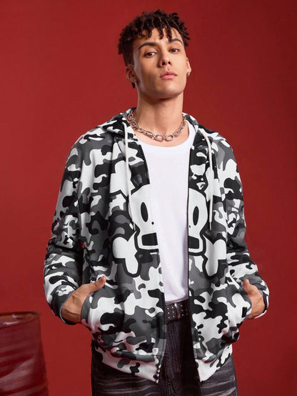 Paul Frank X SHEIN Men Cartoon Camo Hoodie