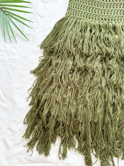 Army Green Knit Halter Mini Dress