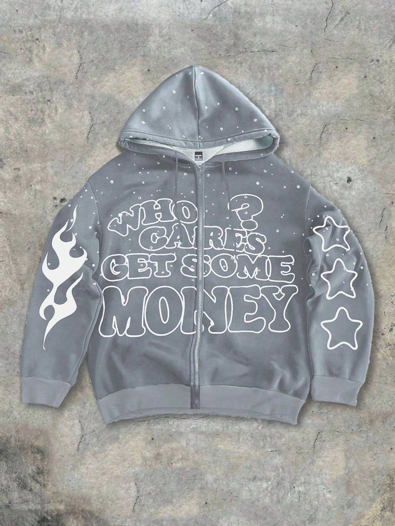 Men's Y2K Flame Star Print Zip-Up Graphic Hoodie