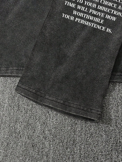 Men Acid Wash Retro Jesus Graphic Long Sleeve T-Shirt
