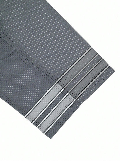 Dark Grey Hollow Patchwork Pigeon Print V-Neck Jersey