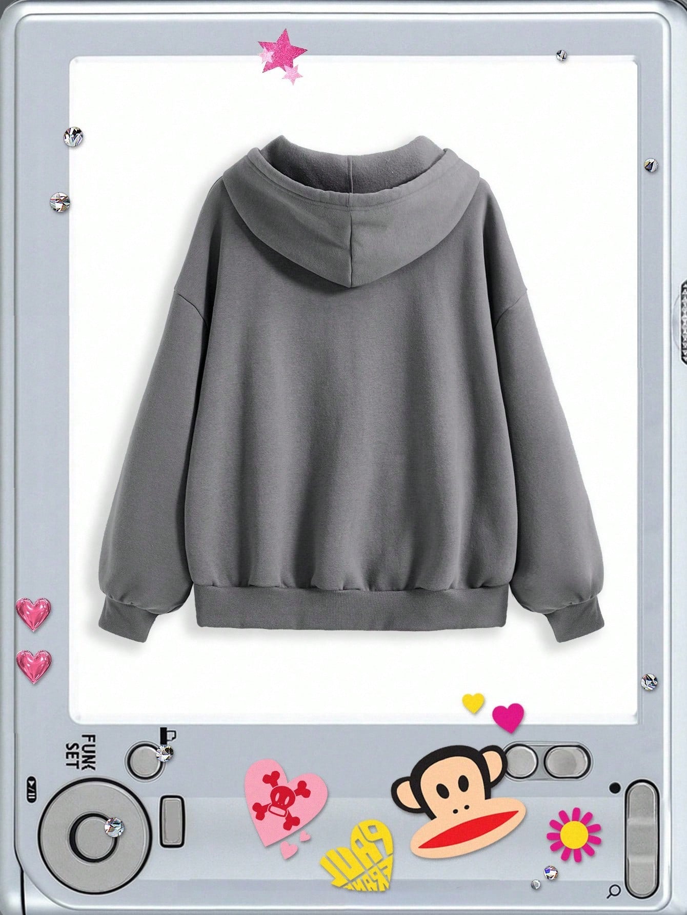 Paul Frank X ROMWE Y2K Monkey Zip Hoodie