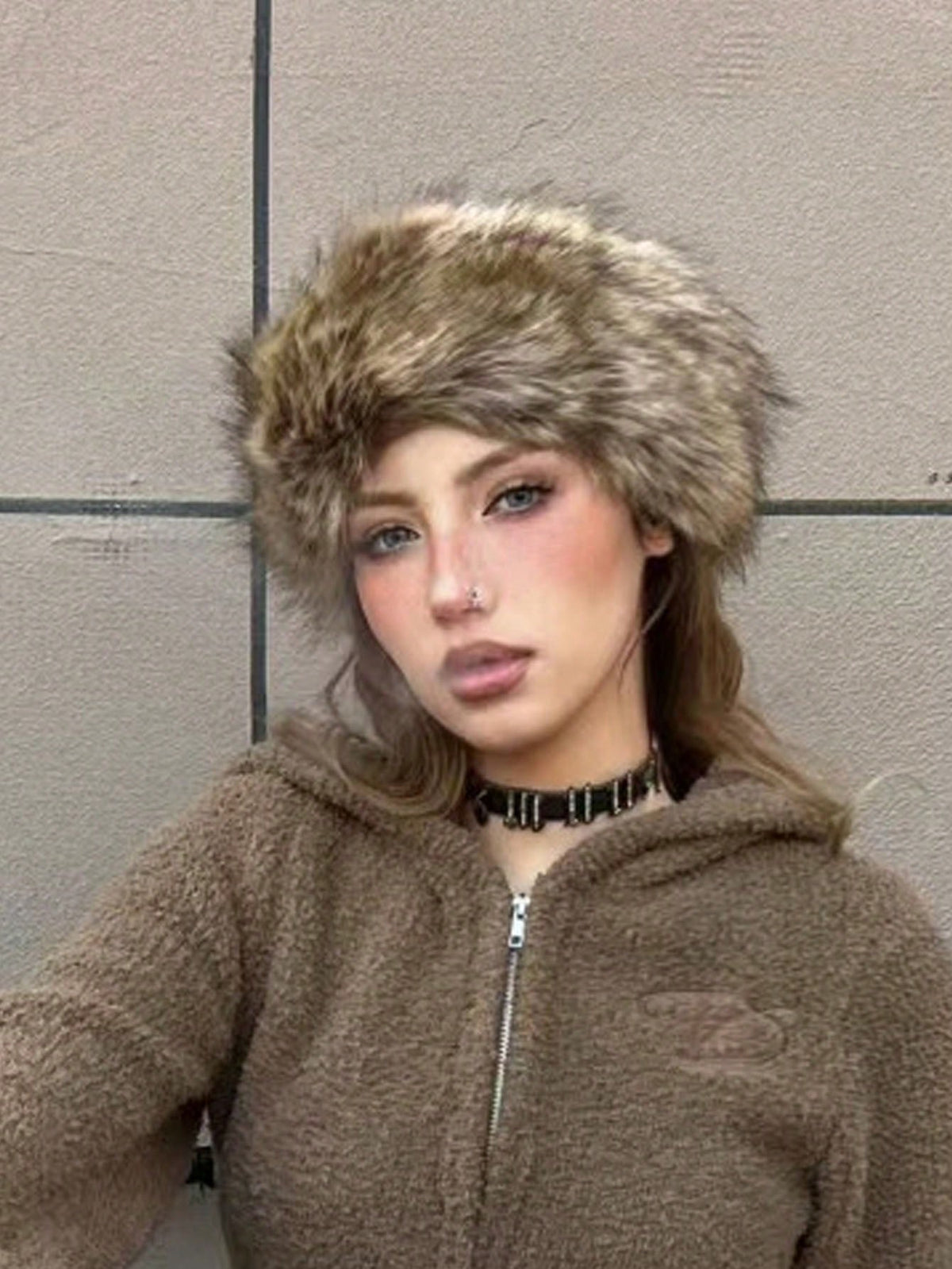 Fashionable Brown Furry Winter Hat