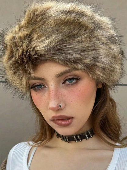 Fashionable Brown Furry Winter Hat