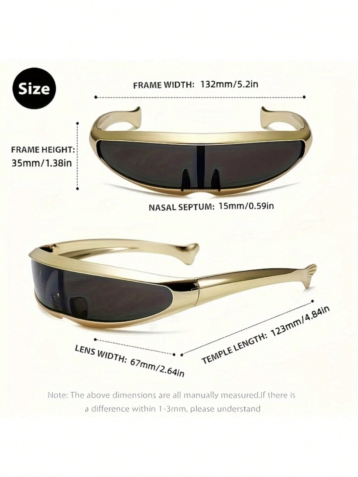 Futuristic Mirrored Fish Shaped One-Piece Glasses