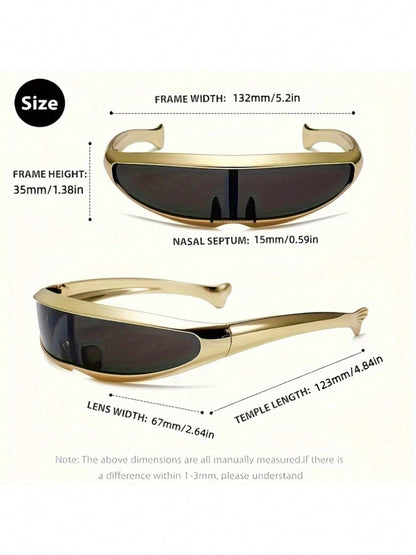 Futuristic Mirrored Fish Shaped One-Piece Glasses