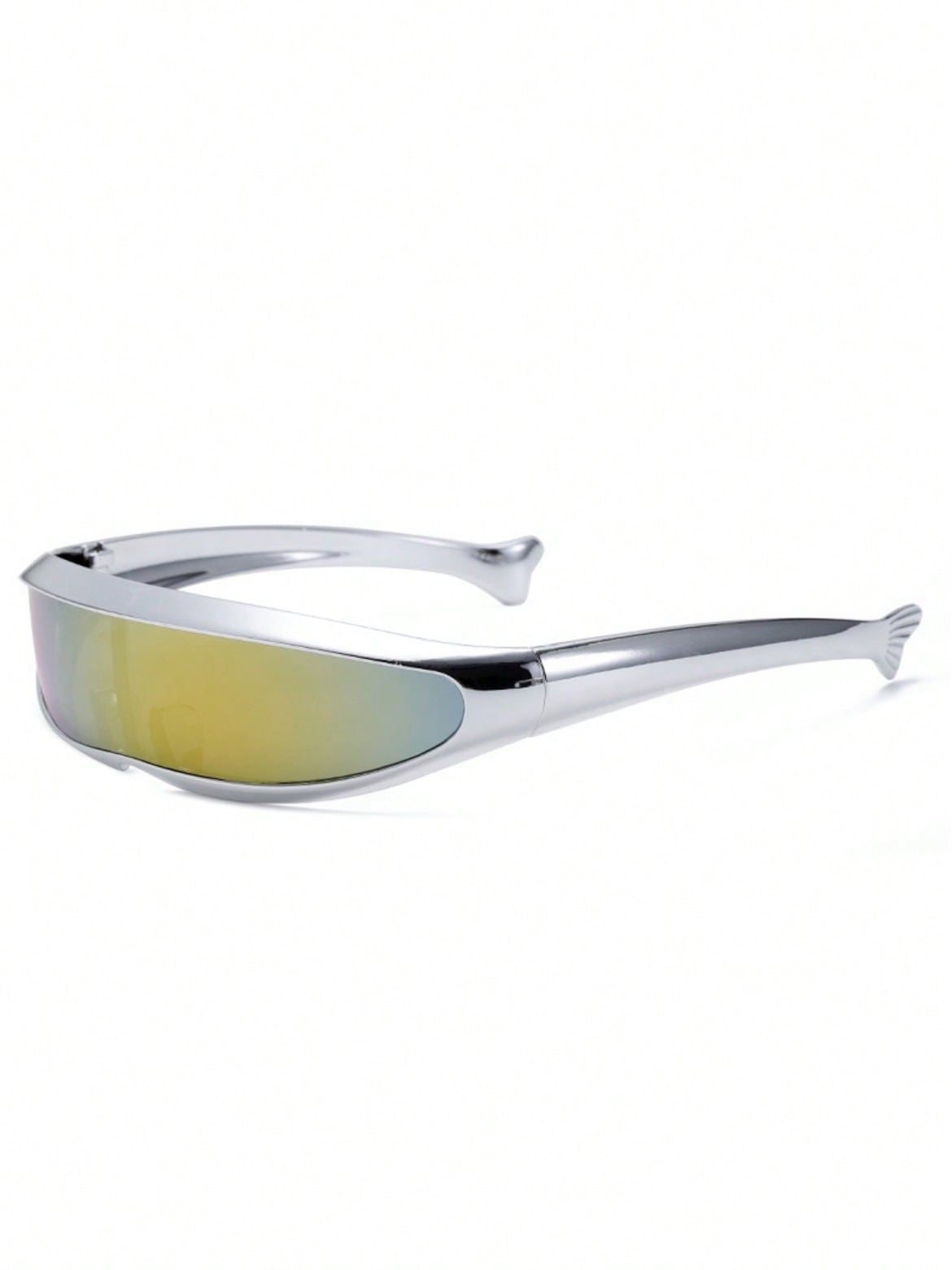 Futuristic Mirrored Fish Shaped One-Piece Glasses