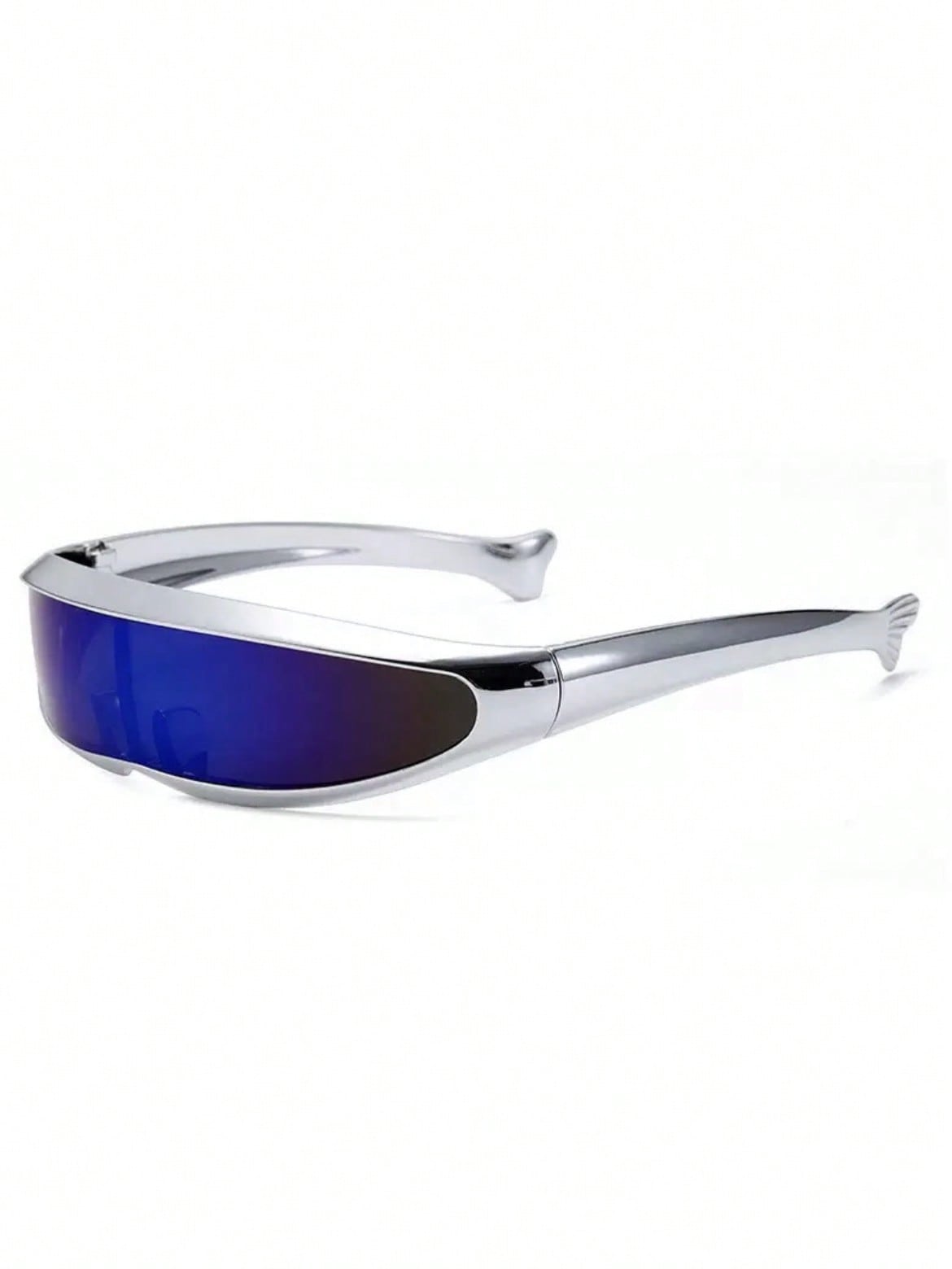 Futuristic Mirrored Fish Shaped One-Piece Glasses