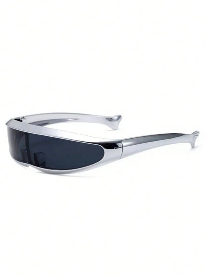 Futuristic Mirrored Fish Shaped One-Piece Glasses