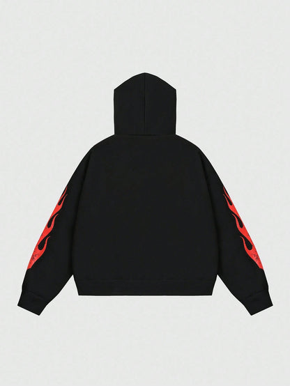 Men Street Life Boxer Character Loose Cropped Hoodie