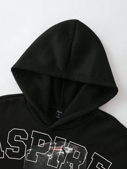 Men Street Life Boxer Character Loose Cropped Hoodie